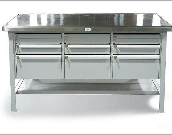 Bàn thao tác khung sơn tĩnh điện mặt inox