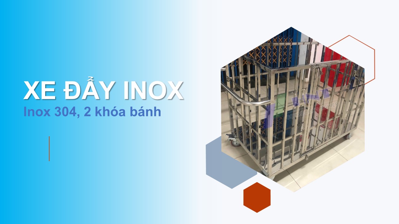 Xe đẩy inox có khung bảo vệ