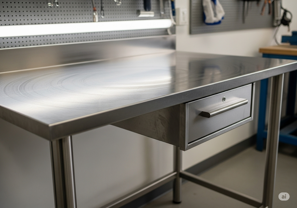 Bàn thao tác inox phòng sạch có tủ 2 cánh HNT