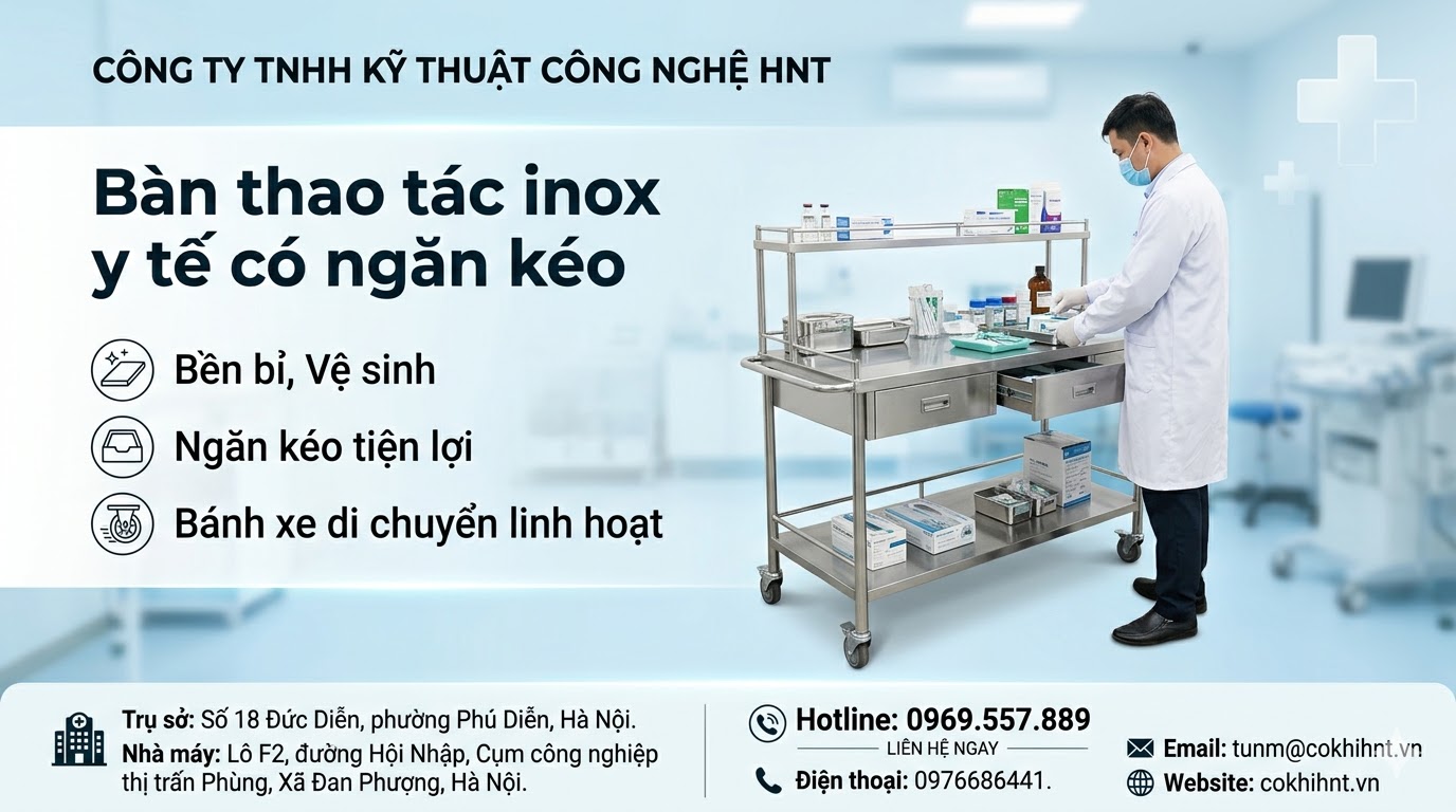 Bàn thao tác y tế có ngăn kéo