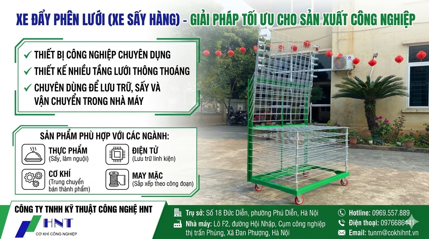 Xe đẩy/sấy hàng phên lưới HNT
