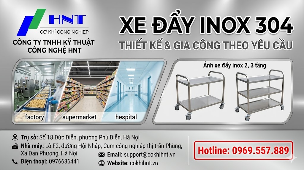 Xe đẩy inox 304 nổi bật với độ bền vượt thời gian