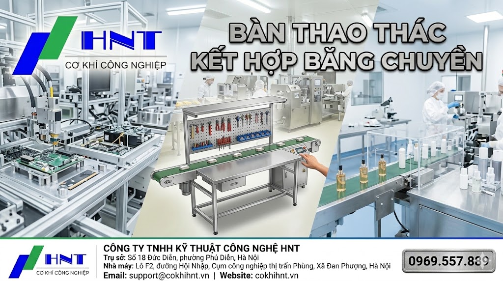 Bàn thao tác kết hợp băng chuyền giá tốt - Gia công theo yêu cầu