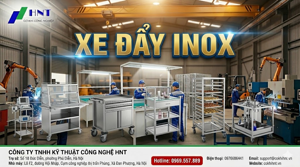 Cung cấp xe đẩy inox tiêu chuẩn gia công theo kích thước, công năng và nhu cầu thực tế của khách hàng