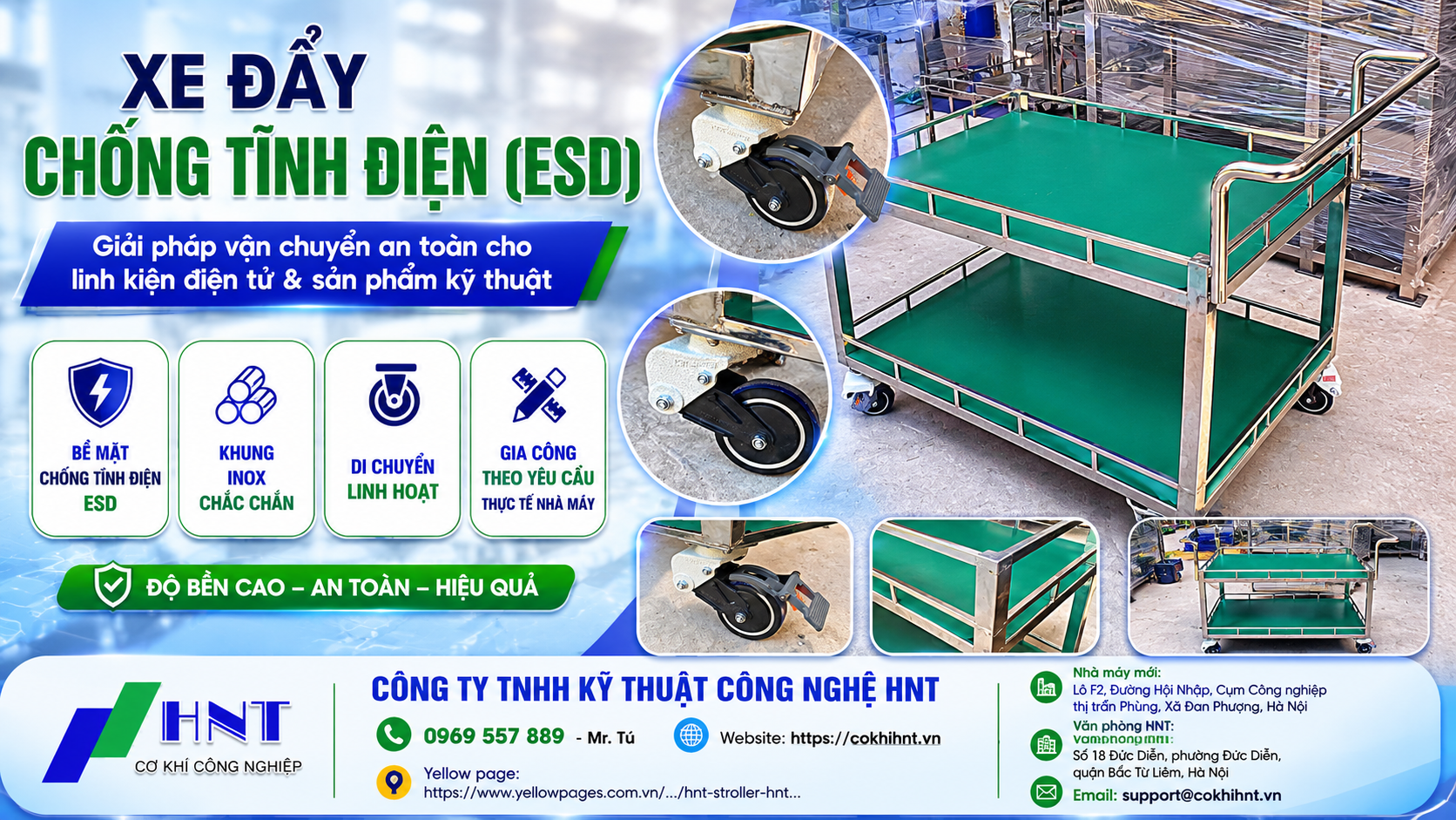 HNT chuyên thiết kế và gia công xe đẩy công nghiệp theo yêu cầu