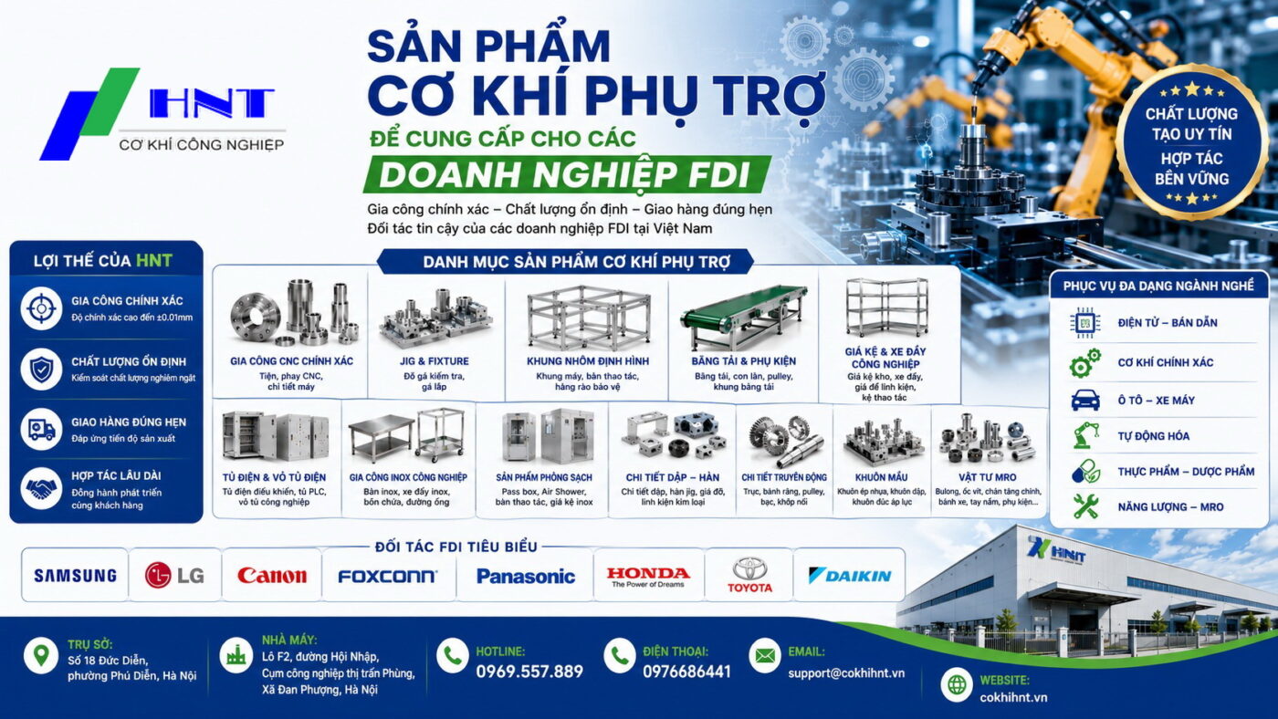 Sản phẩm cơ khí phụ trợ để cung cấp cho các doanh nghiệp FDI tại Việt Nam