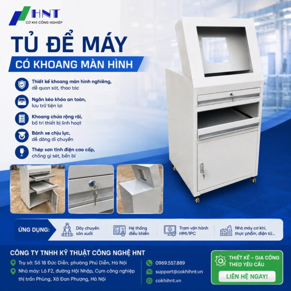 Tủ để máy công nghiệp có khoang màn hình HNT