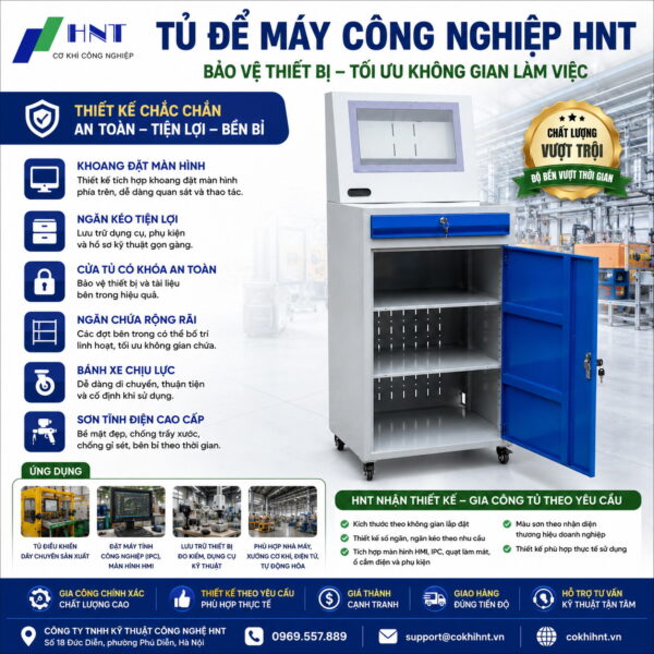Tủ để máy có khoang đặt màn hình HNT