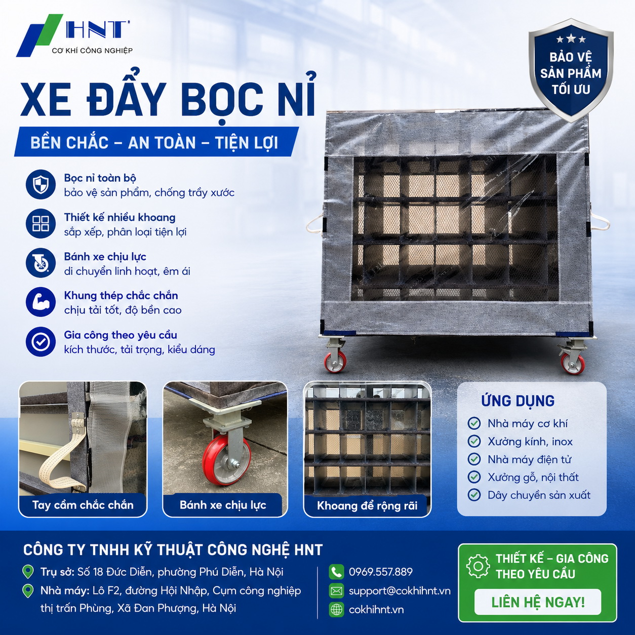 Xe đẩy bọc nỉ HNT