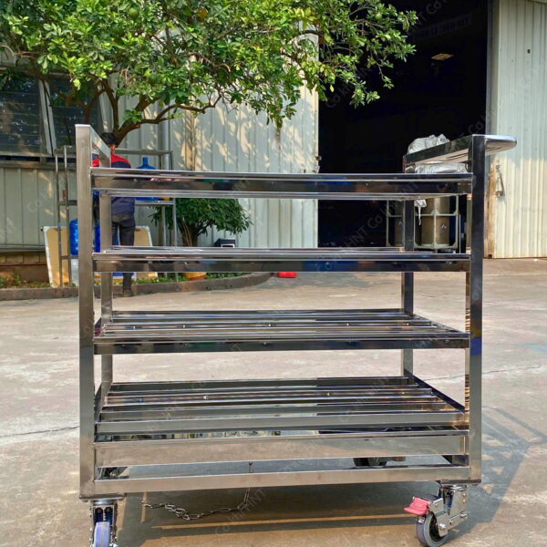Alternative view of Xe đẩy inox 4 tầng chống sóc HNT