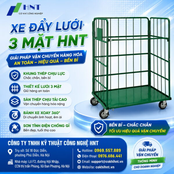 Xe đẩy lưới 3 mặt HNT