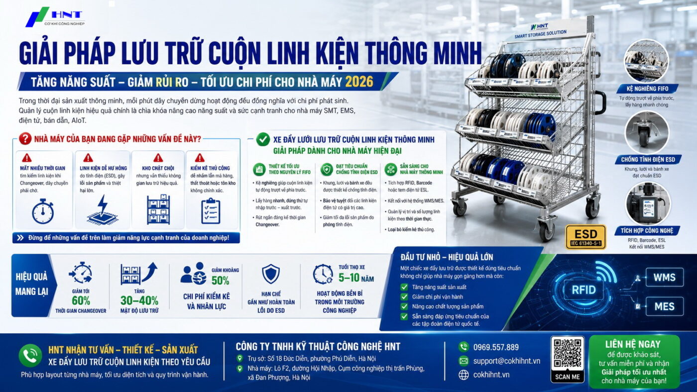 Giải pháp lưu trữ cuộn linh kiện thông minh: Tăng năng suất, giảm rủi ro, tối ưu chi phí cho nhà máy 2026