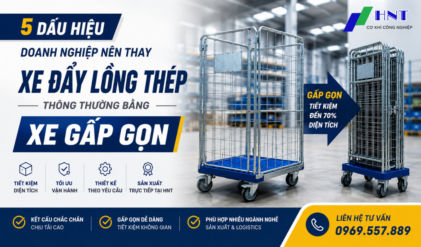 5 Dấu Hiệu Doanh Nghiệp Nên Thay Xe Đẩy Lồng Thép Thông Thường Bằng Xe Đẩy Lồng Thép Gấp Gọn