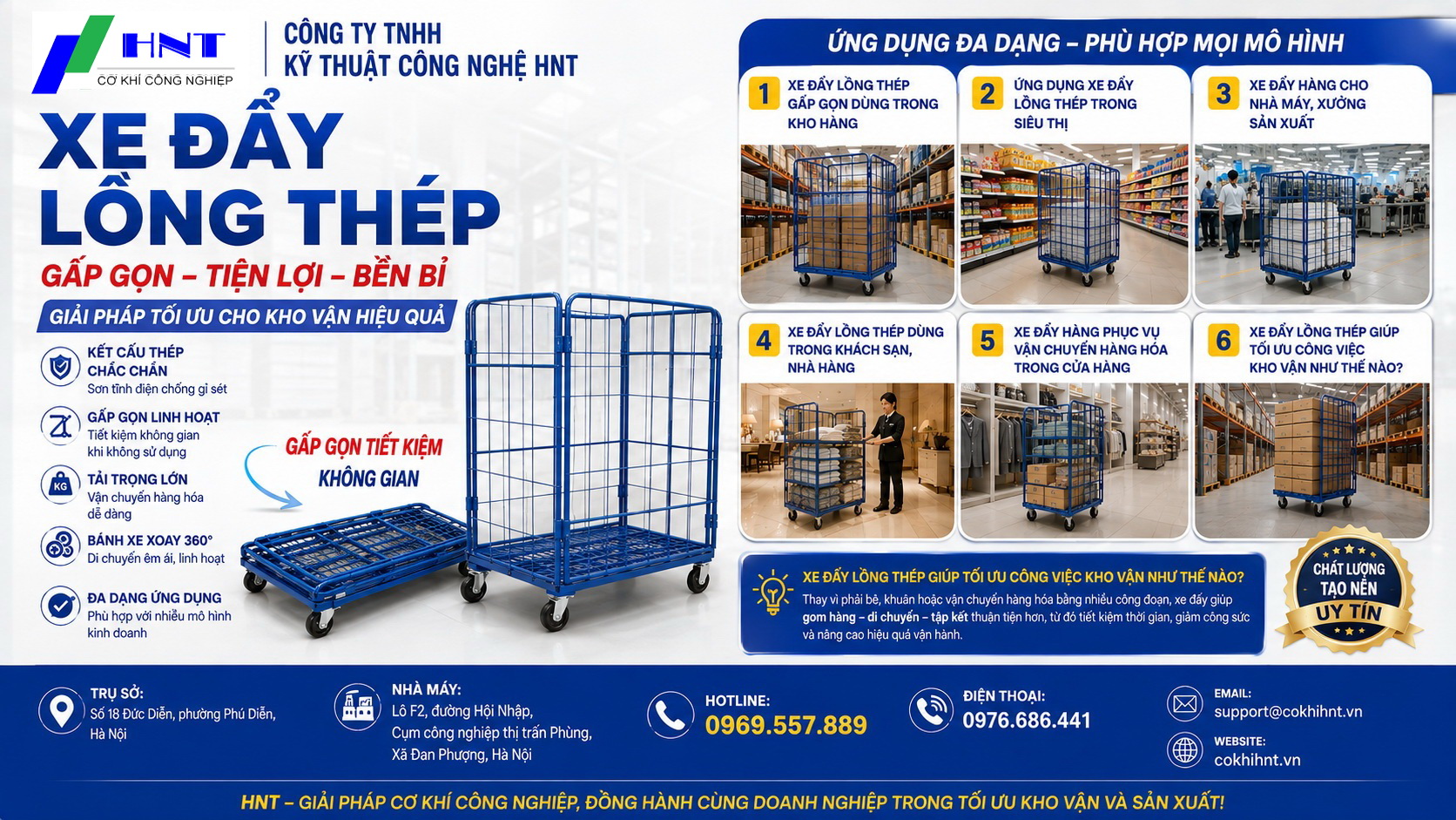 Xe đẩy lồng thép gấp gọn là gì? Cấu tạo, ưu điểm, phân loại và tải trọng phổ biến