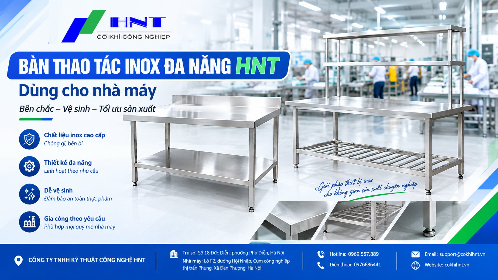Bàn thao tác inox đa năng HNT